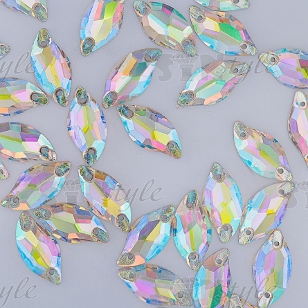 Стразы пришивные стеклянные "лепесток", цвет радужный (голография), размер 10 мм х 20 мм фото 3