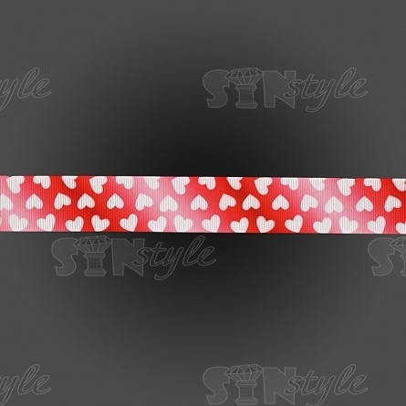 Лента репсовая, с принтом "сердечки", ширина 25 мм, намотка 20 ярдов фото 2