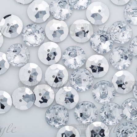 Пуговица пластиковая на два прокола "Кристалл", прозрачная белая, 28L фото 2