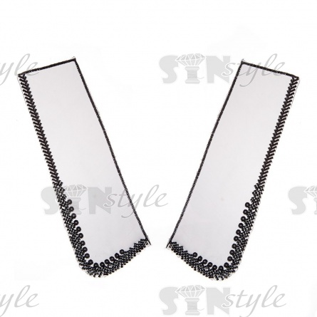 Воротник пришивной капроновый с микробисером и бусинами в тон основы, цвет черный, размер 200х65 мм фото 1