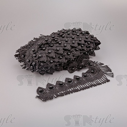 Кружево синтетическое намотка 15 ярдов, ширина 70 мм, цвет черный  фото 3