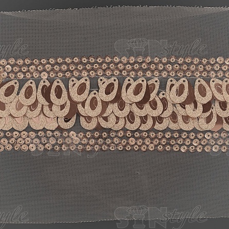 Тесьма из пайеток на сетке, цвет золотой, ширина 60 мм, намотка 16 ярдов  фото 2