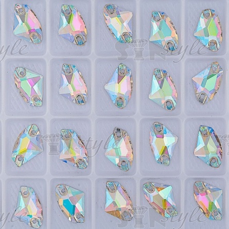 Стразы пришивные стеклянные, форма Галактик, цвет радужный (голография), размер 15 мм х10 мм фото 2