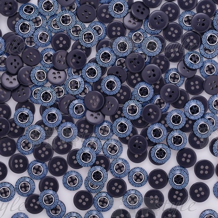 Пуговица пластиковая на четыре прокола, размер 18L, цвет черный/синий фото 4