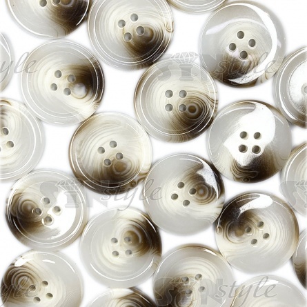 Пуговица пластиковая на четыре прокола, размер 40L, цвет шампань+серый фото 3