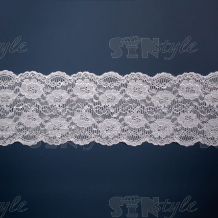 Кружево эластичное, ширина 150 мм, цвет белый, намотка 15 ярдов фото 2