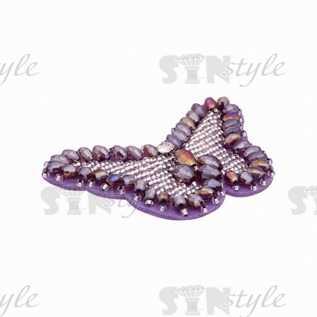 Аппликация с элементами из бисера на фетровой основе, цвет фиолетовый, размер 70х45 мм фото 2