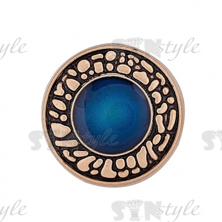 Пуговица металлическая на ножке, золотая с синим, 32L фото 2