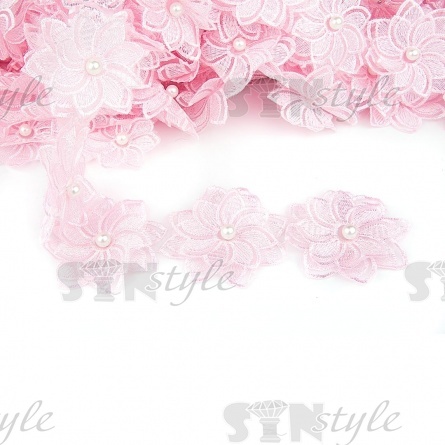 Цветочки из капроновой ленты, ширина 70 мм, намотка 20 ярдов, цвет светло-розовый (№5) фото 1