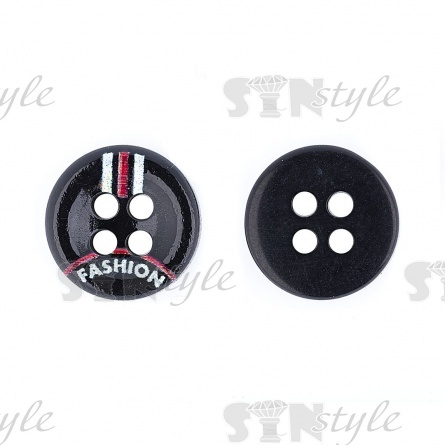 Пуговица пластиковая на четыре прокола, размер 18L, цвет черный фото 1