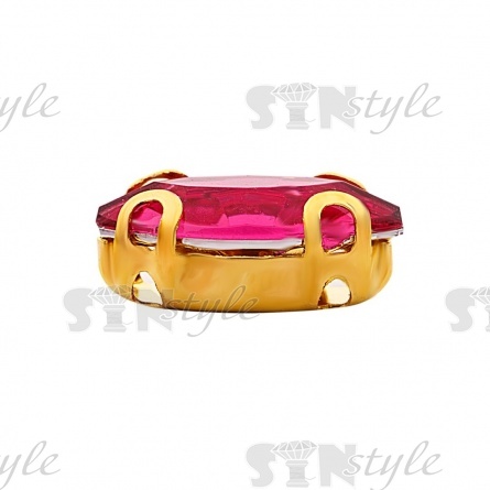 Стразы пришивные акриловые в цапах, форма лодочка, цвет золото+малиновый, размер 5х10 мм, 200 шт/уп. фото 2