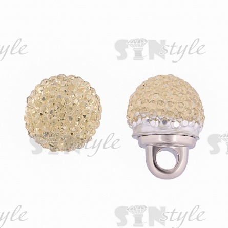 Пуговица пластиковая на ножке шарообразной формы, размер 18L, цвет шампань, прозрачная фото 1