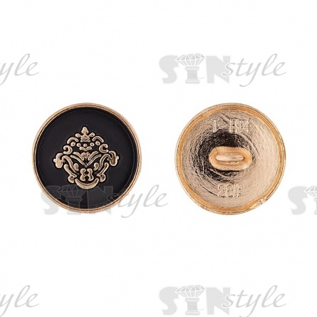 Пуговица металлическая на ножке, размер 28L, цвет золото/черный фото 1