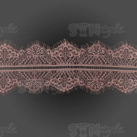 Кружево "Французское", ширина 140 мм, цвет грязно-розовый-1, длина 3 метра фото 2