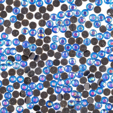 Стразы термоклеевые акриловые SS16, цвет голубой радужный (голография), 500 гр/уп  фото 2