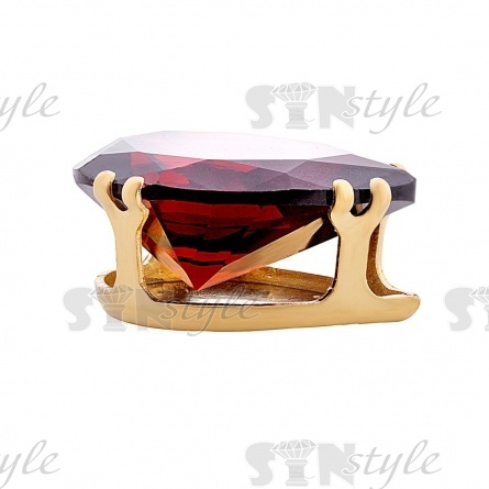 Стразы пришивные стеклянные в цапах, форма капля, цвет золото+бордовый, размер 13*18мм  фото 2