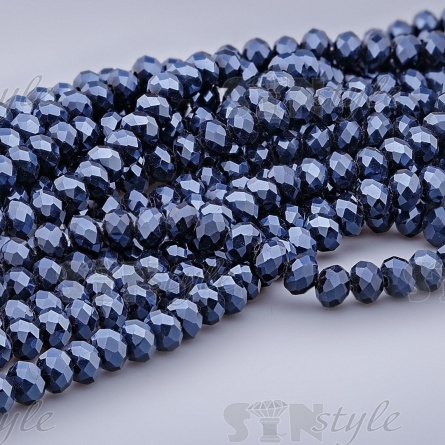 Бусины граненые Рондель (стекло), цвет синий (84), 6 мм, 100 шт/нить фото 1
