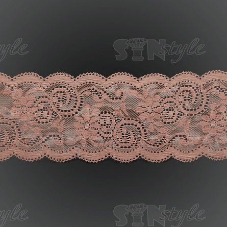 Кружево эластичное, ширина 80 мм, цвет грязно-розовый, намотка 15 ярдов фото 1