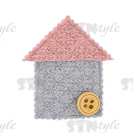 Аппликация 3D "Домик", цвет мятный+грязно-розовый, размер 35х38 мм фото 1