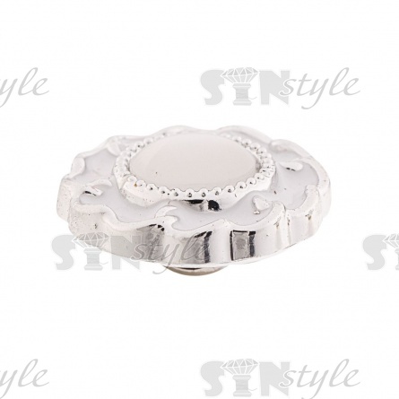 Пуговица пластиковая на ножке, размер 34L, цвет никель+белый фото 3