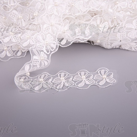 Цветочки из капроновой ленты, ширина 45 мм, намотка 20 ярдов, цвет белый (№7) фото 2