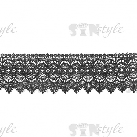 Кружево ажурное, ширина 85 мм, цвет черный, намотка 15 ярдов фото 1