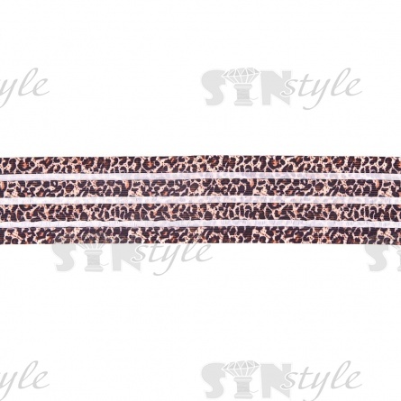 Резинка декоративная с прозрачными вставками и анималистическим принтом, ширина 70 мм, цвет белый+коричневый, намотка 50 ярдов фото 1