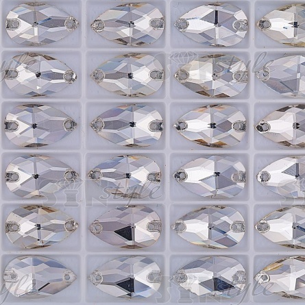 Стразы пришивные стеклянные Капля, цвет белый прозрачный, размер 11*18 мм фото 2