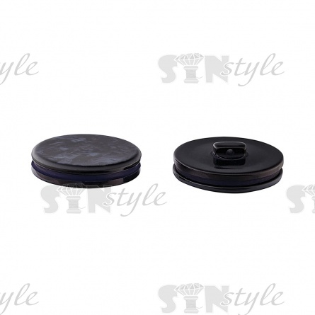 Пуговица пластиковая на ножке, круглая, темно-синяя, окрашена под мрамор, 54L фото 2