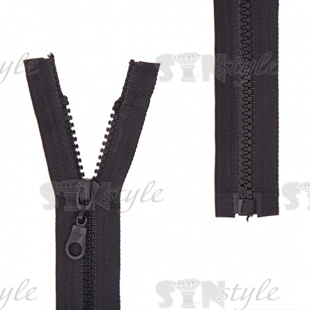 Молния трактор, тип 5, разьемная, основа нейлон, длина 80 см, цвет 322 (черный), "простой" бегунок фото 1