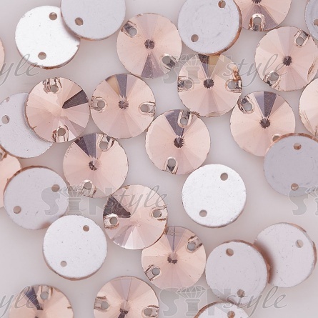 Стразы пришивные стеклянные, форма круг, цвет №22 (пудровый), диаметр 12 мм фото 2