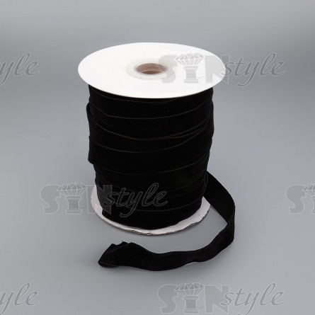 Лента бархатная, ширина 25 мм, цвет черный, намотка 50 ярдов фото 3