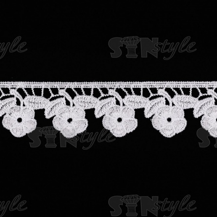 Кружево ажурное матовая нить, цвет белый, ширина 33 мм, намотка 30 ярдов фото 2