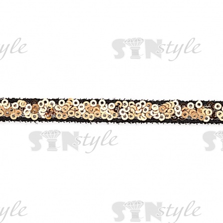 Тесьма-сетка, расшитая пайетками, цвет золото, ширина 10 мм, намотка 20 ярдов фото 2