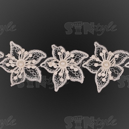 Цветочки из капроновой ленты, ширина 70 мм, цвет белый, намотка 15 ярдов фото 1