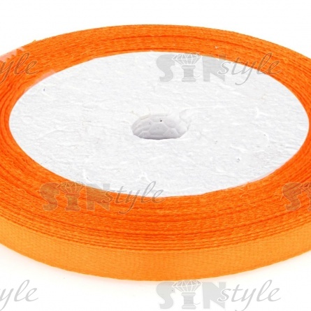 Лента атласная, ширина 6 мм, намотка 25 ярдов, цвет апельсиновый (№164) фото 2