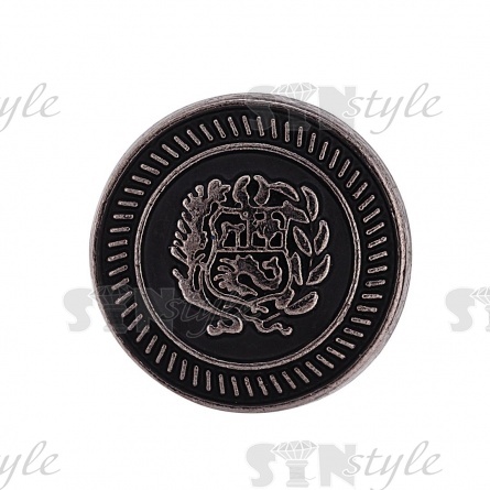 Пуговица металлическая на ножке, размер 28L, цвет темный никель/черный фото 2