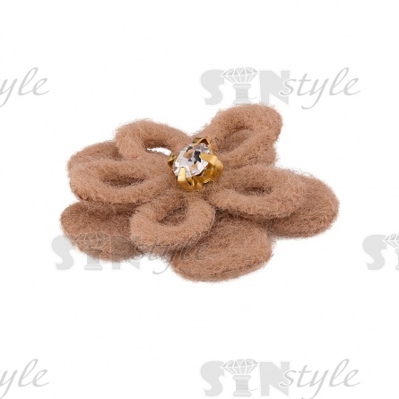 Аппликация 3D "Цветочек" со стразой, цвет капучино, размер 20 мм фото 1