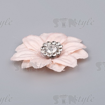 Цветочки декоративные со стразами, цвет персиковый, диаметр 30 мм фото 2