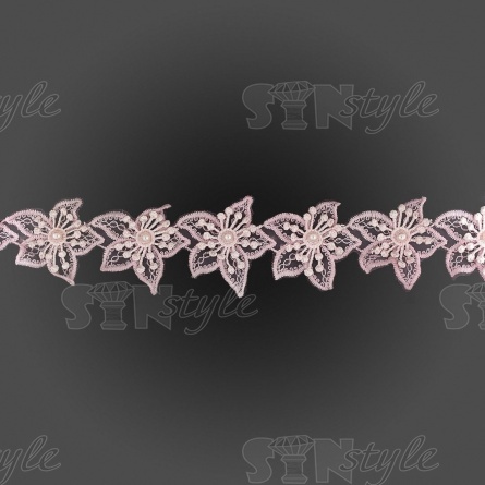 Цветочки из капроновой ленты, ширина 70 мм, цвет розовый, намотка 15 ярдов фото 3