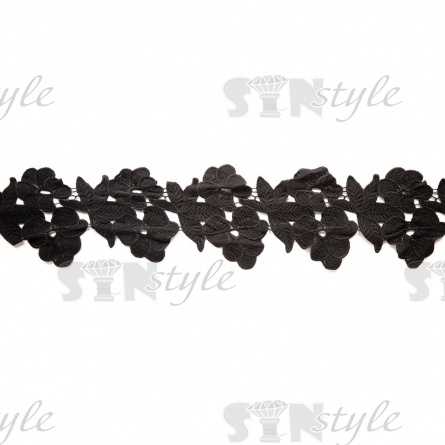 Кружево ажурное матовая нить, цвет черный, ширина 145 мм, намотка 15 ярдов фото 2