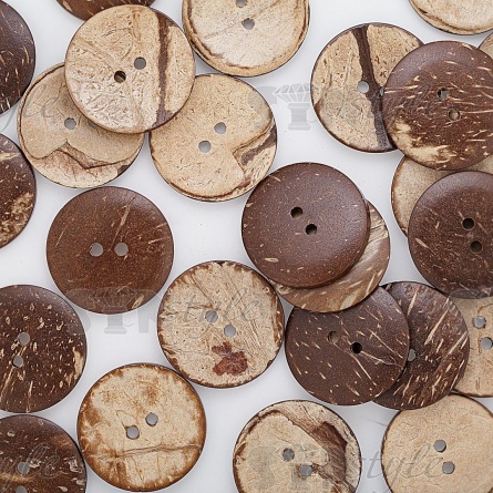 Пуговица кокосовая на два прокола, размер 40 L, гладкая фото 4