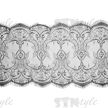 Кружево "Французское", ширина 280 мм, цвет черный, длина 3 метра фото 2