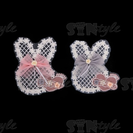 Аппликация на сетке пришивная "Зайчик", размер 140 мм х 150 мм фото 5