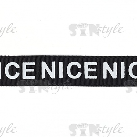 Лента репсовая, с принтом "NICE", ширина 25 мм, цвет черный, намотка 100 ярдов фото 2
