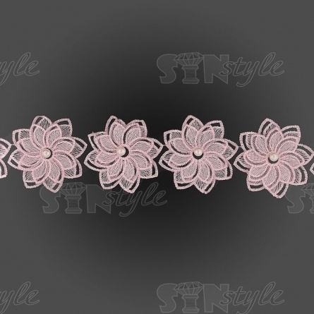 Цветочки из капроновой ленты, ширина 70 мм, намотка 20 ярдов, цвет светло-розовый (№5) фото 2