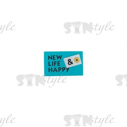 Аппликация пришивная ПВХ, размер 55х35 мм, цвет голубой фото 1