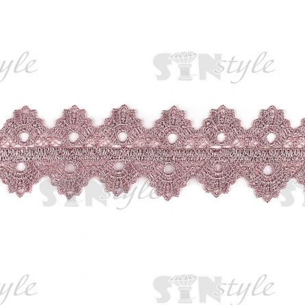 Кружево ажурное, ширина 50 мм, цвет грязно-розовый, намотка 15 ярдов фото 2