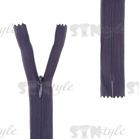 Молния спираль, тип 3, потайная, неразъемная, основа капрон, длина 50 см, цвет 233 (темно-синий), бегунок цвета основы фото 1