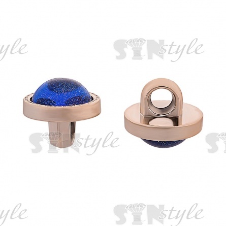 Пуговица пластиковая на ножке, круглой формы, размер 18L, золотая основа с вставкой синего цвета фото 2